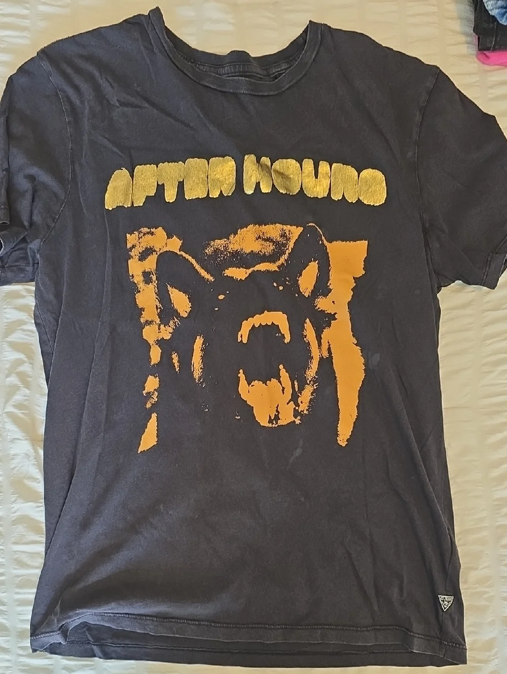 Guess Black Crewneck Tee with White Logo Print - Picture 1 of 2